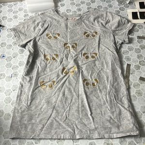 Cat and Jack XL Youth Gray Metallic Panda Bear Graphic Short Sleeve T